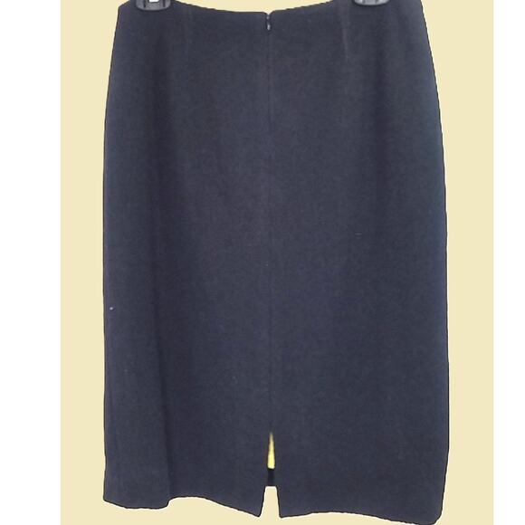 Vintage Barneys NY Pencil Skirt Black Textured Italian Wool Blend Luxury Classic - Picture 3 of 8